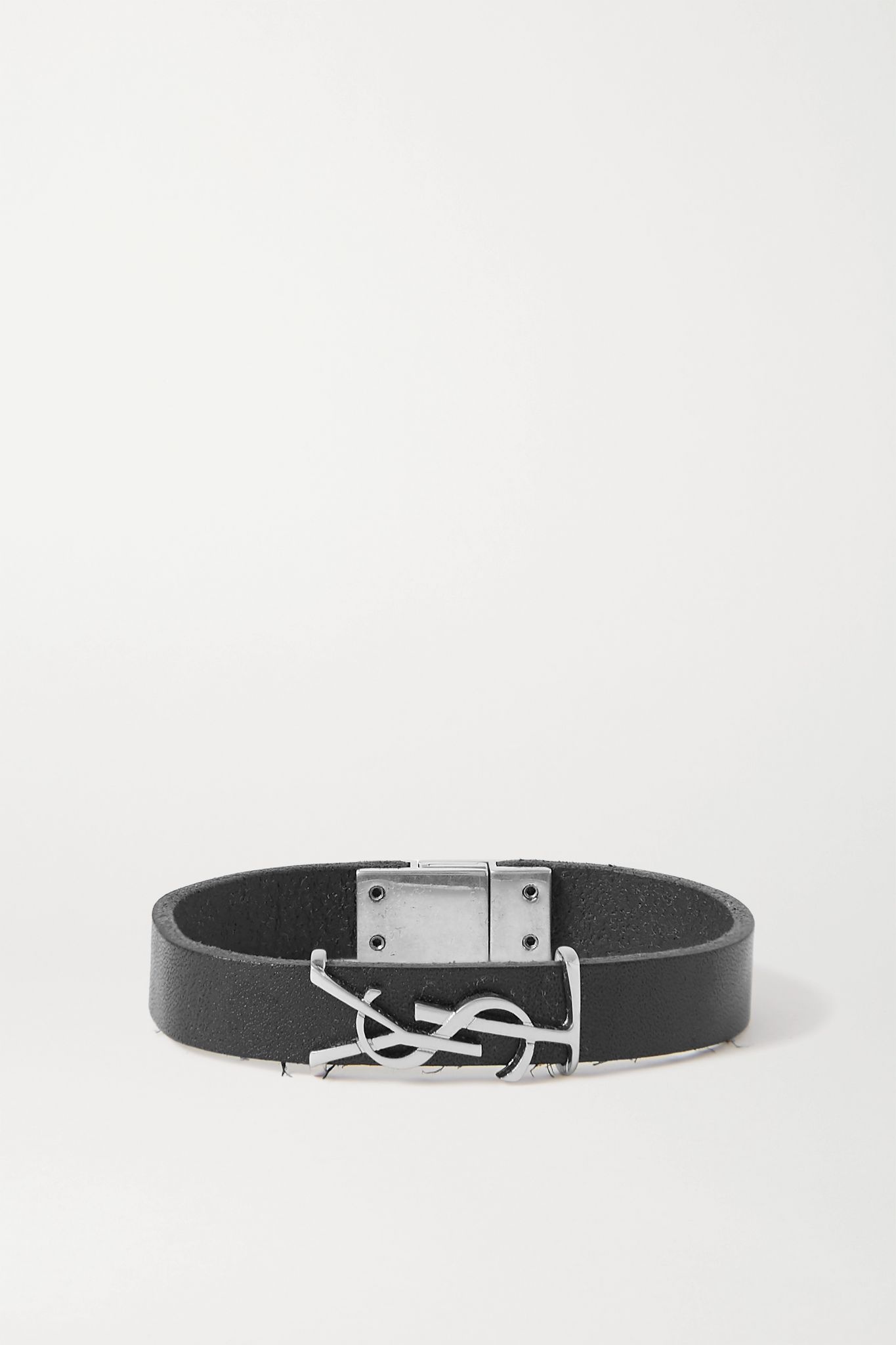 Leather and silver-tone bracelet - 1