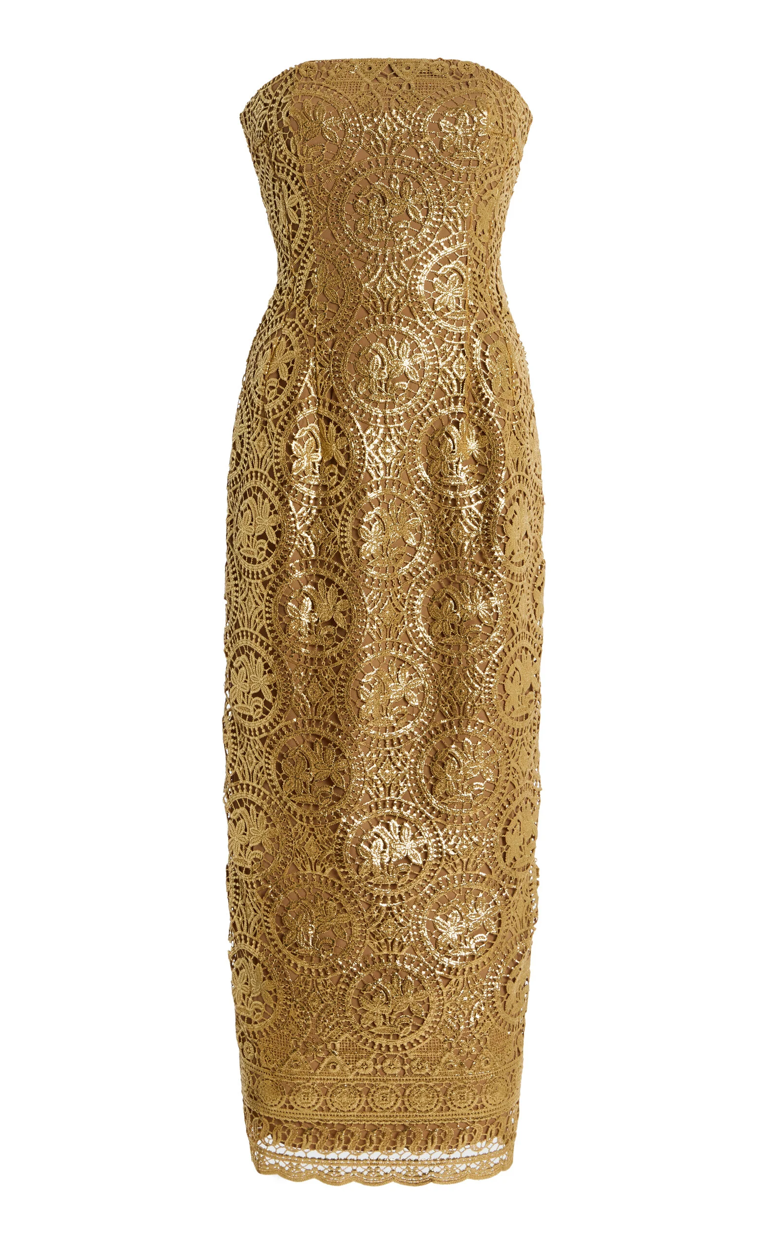 Laelia Foiled Lace Midi Dress gold - 1