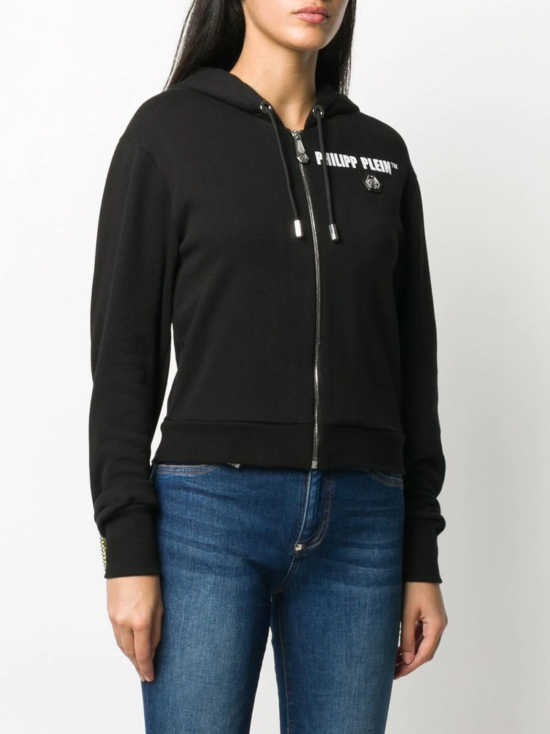 rear-fringe detail hoodie 4