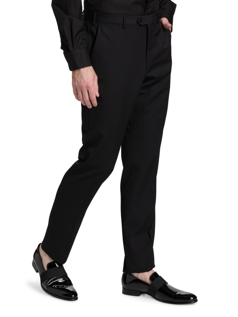 Men's Flat Front Wool Trousers - Black 4