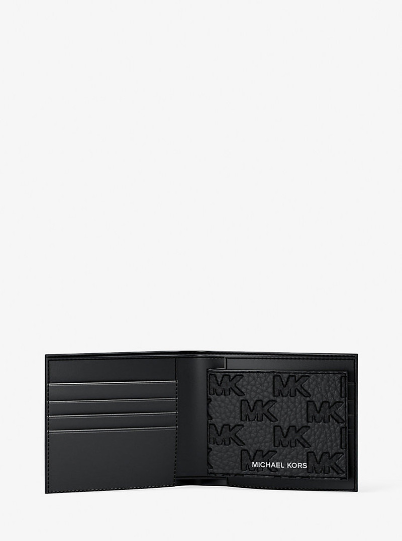MICHAEL KORS Hudson Logo Embossed Leather Billfold Wallet and Passcase outlook