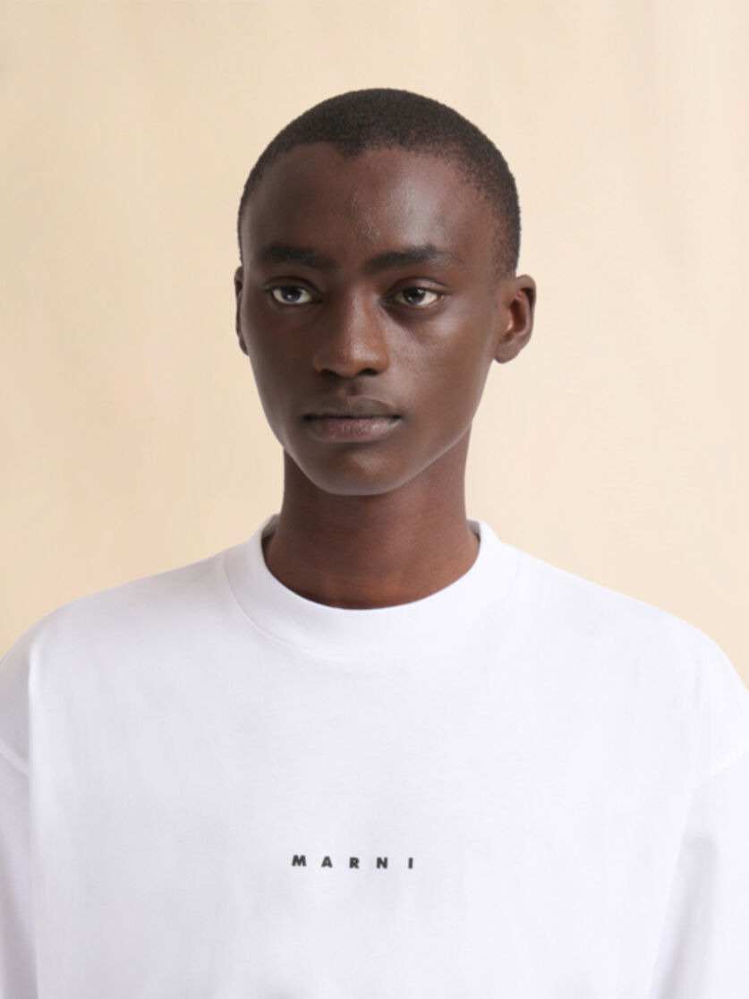WHITE JERSEY LOGO PRINT T-SHIRT - 4