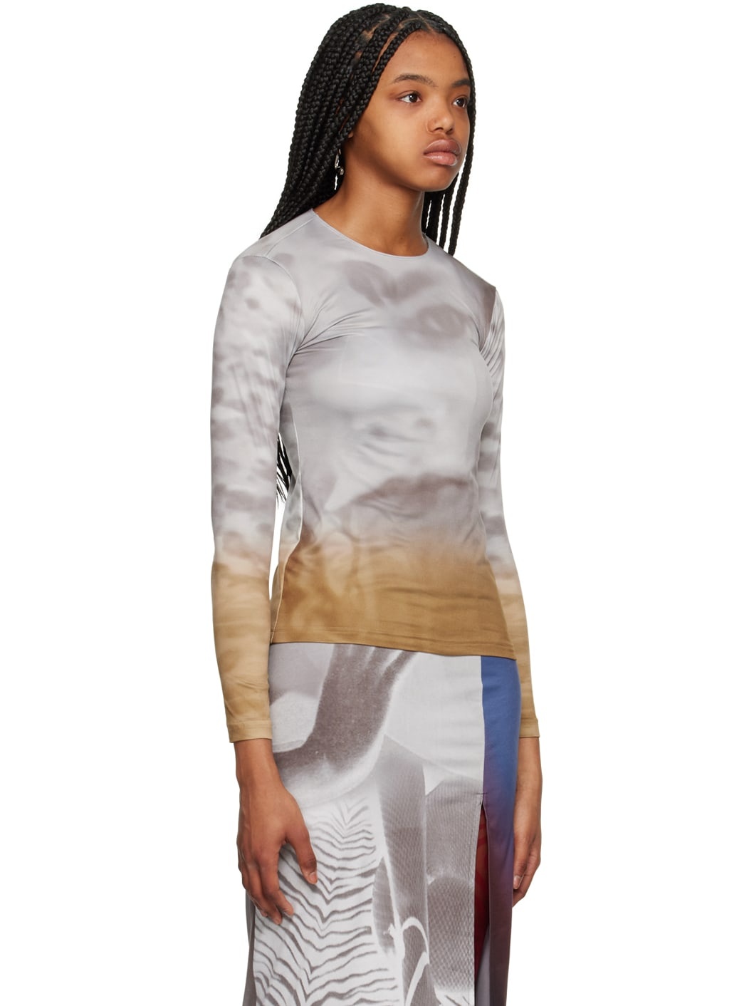 Brown & Gray Eyes Open Long Sleeve T-Shirt - 2