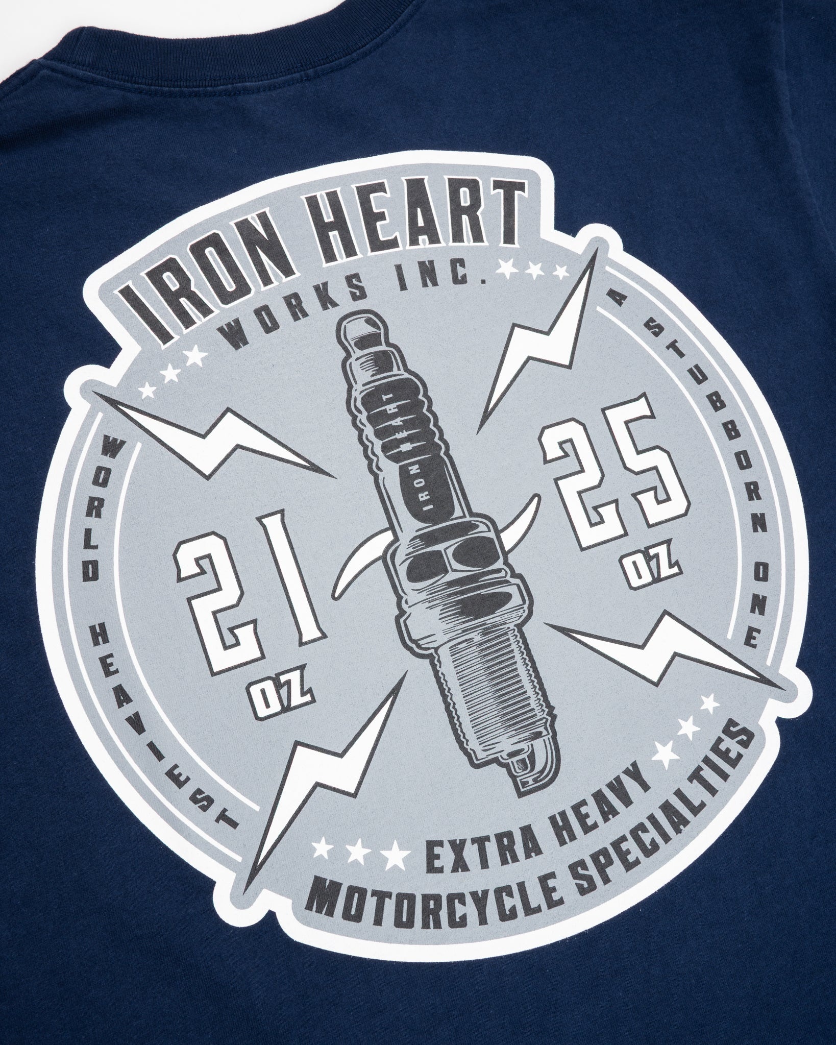 7.5OZ PRINTED LOOPWHEEL CREW NECK T-SHIRT - NAVY BLUE - 8