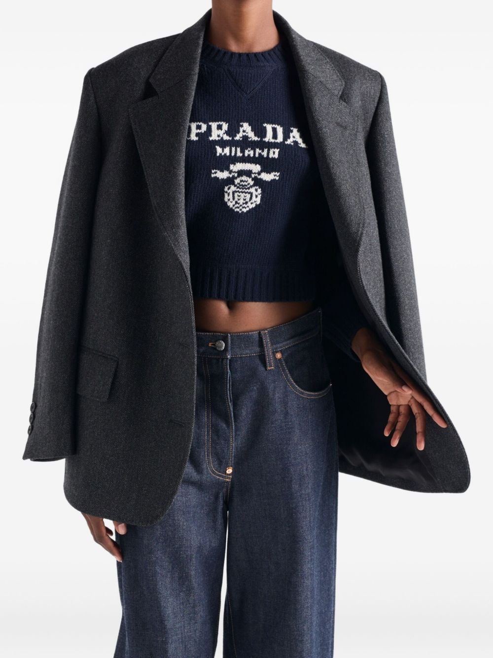 intarsia-logo ribbed-knit sweater - 5