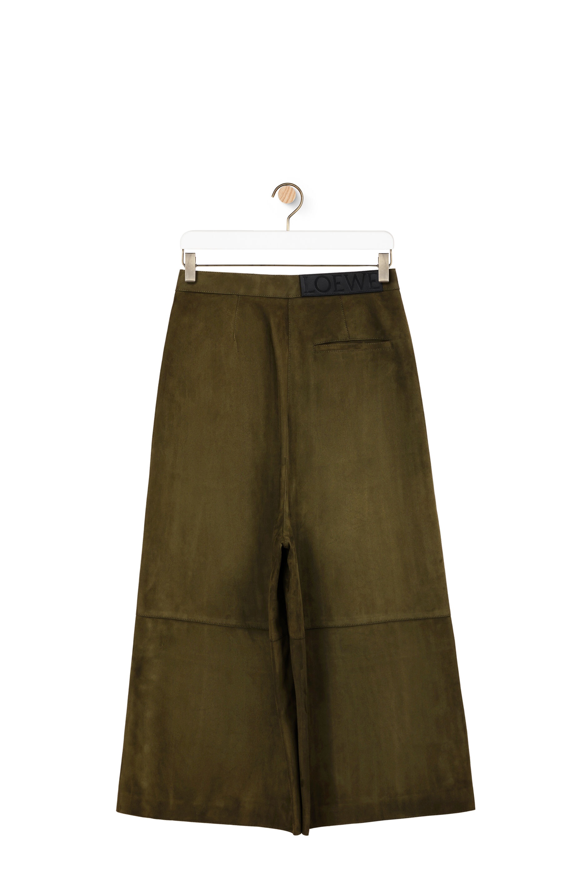 Button cropped trousers in suede - 2