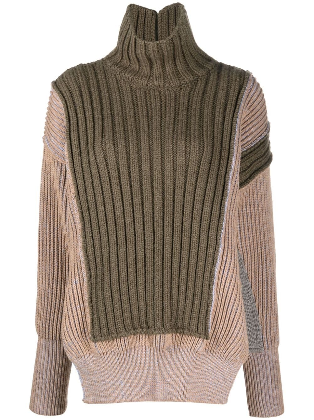contrasting panel-detail chunky-knit jumper - 1