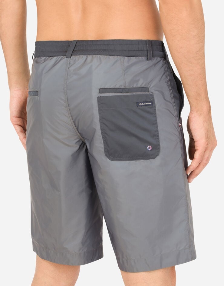 Mid-length swim trunks with metal DG logo - 5