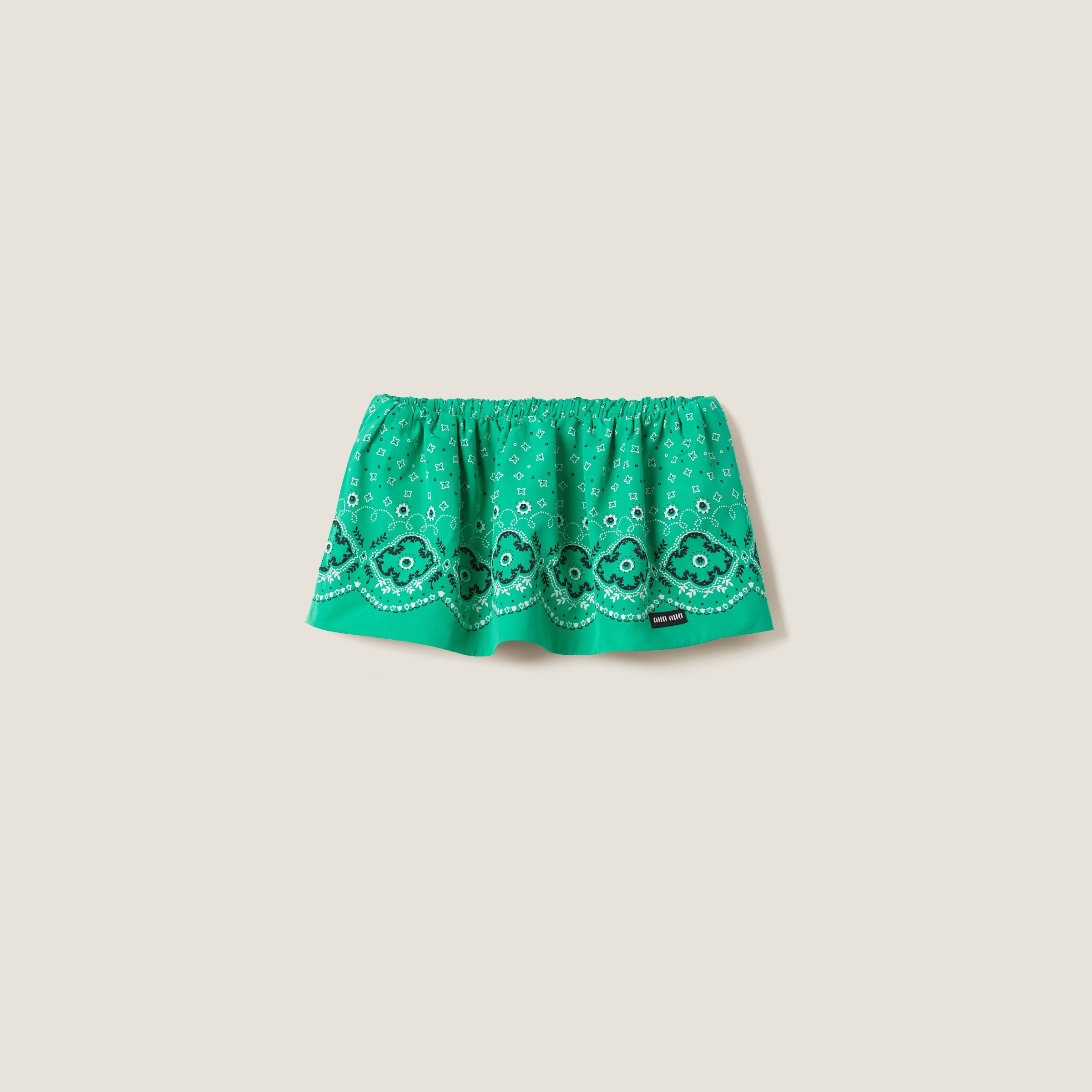 Printed poplin miniskirt - 1