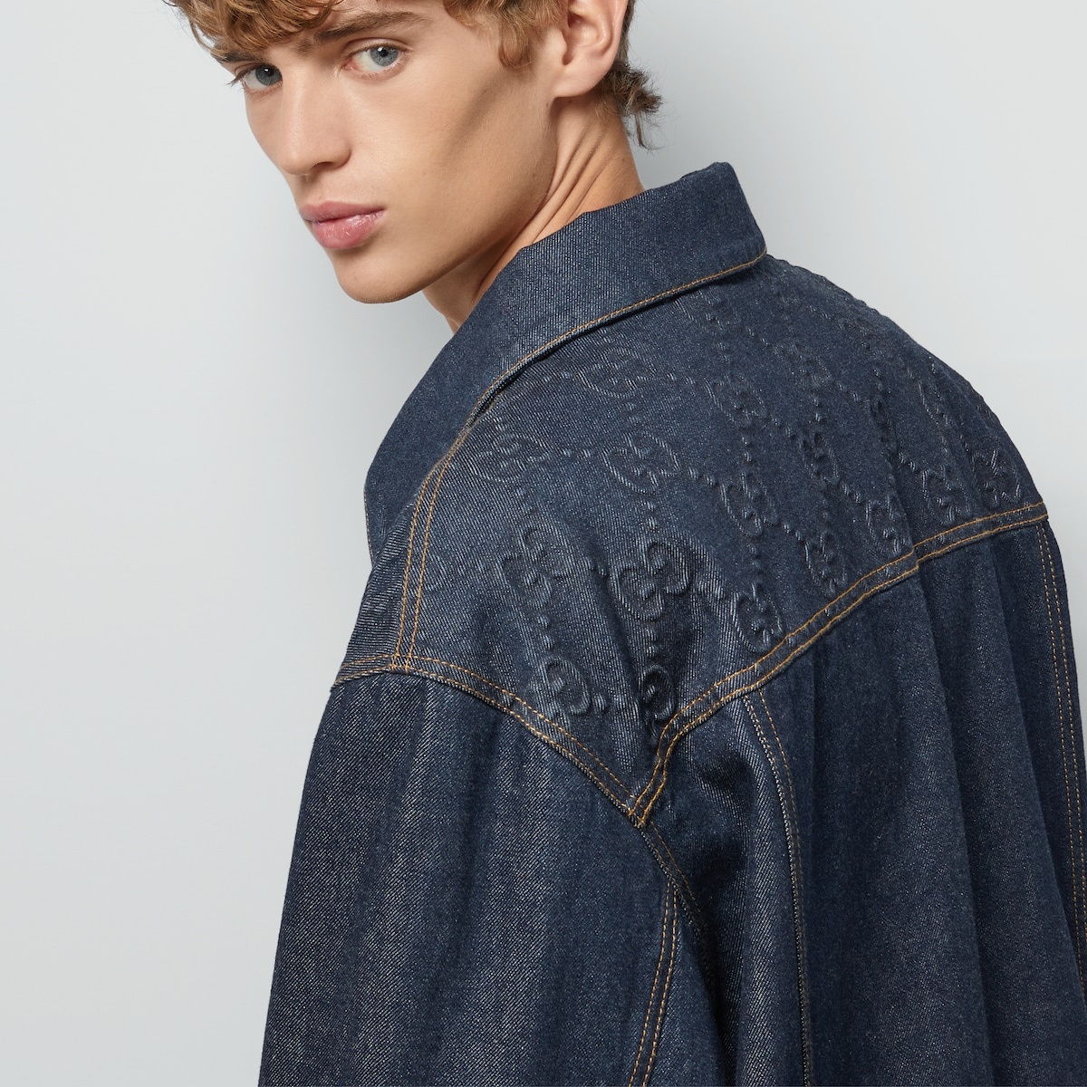 Denim jacket with GG embossed detail - 3