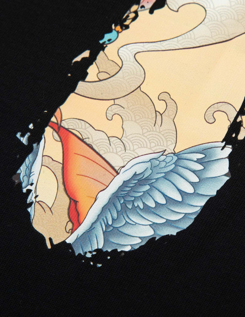 KOI AND SEAGULL BRUSHSTROKE DAICOCK DIGITAL PRINT LOOSE FIT T-SHIRT 9