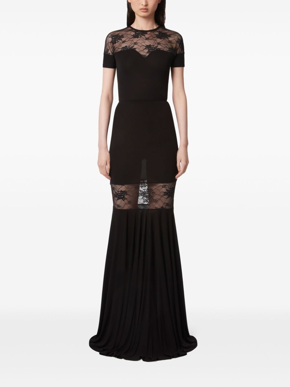 lace-panel maxi skirt - 2