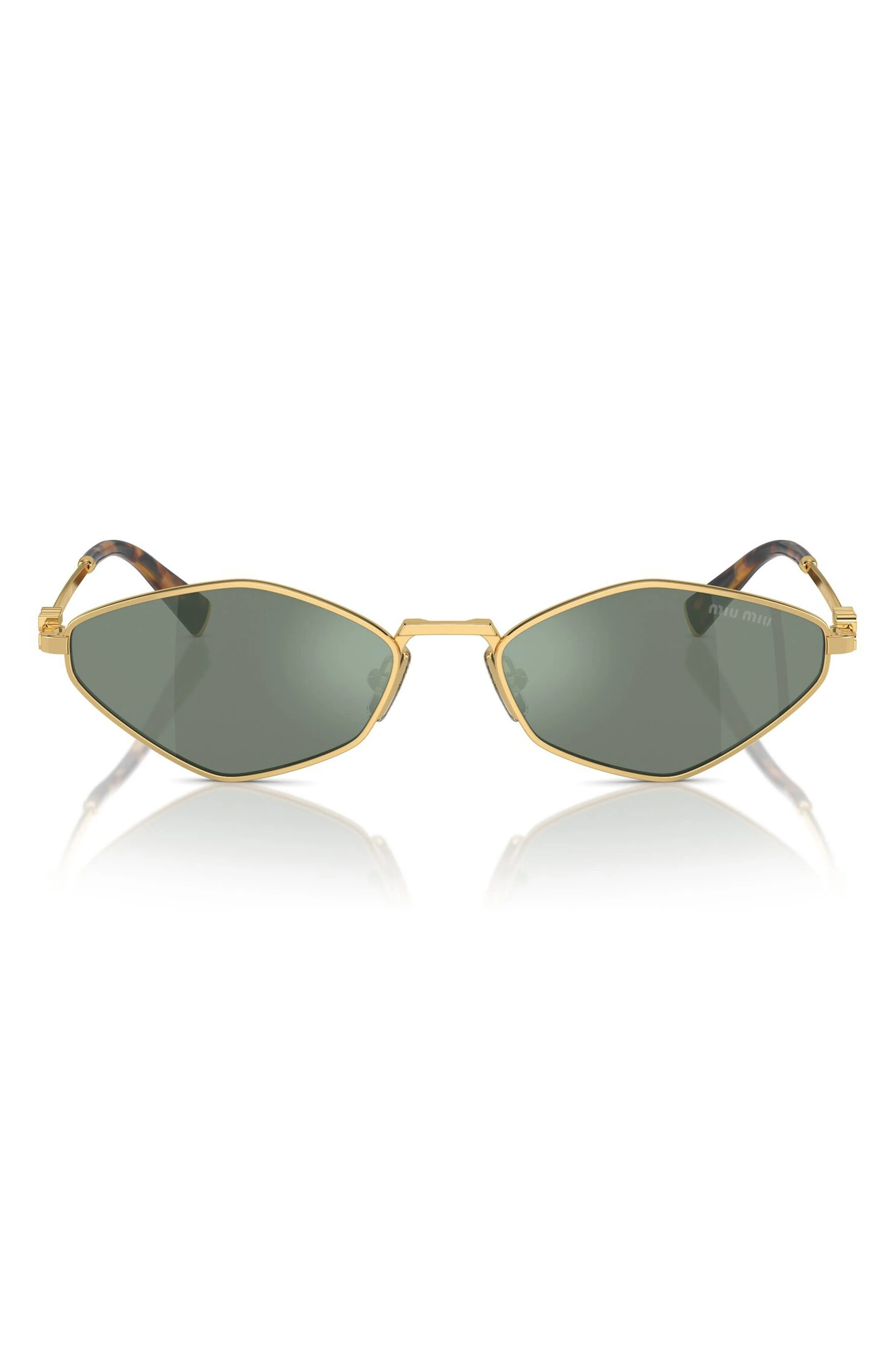 Miu Miu 56mm Irregular Sunglasses in Gold /Green Mirror /Silver at Nordstrom - 1