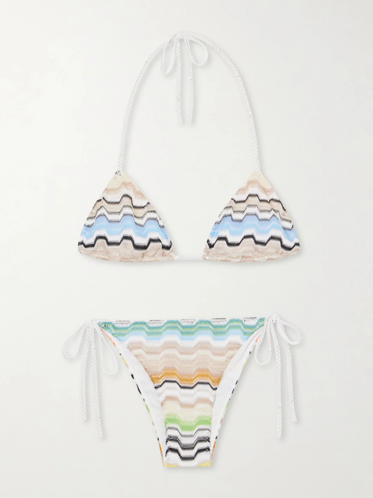 Mare Striped Metallic Crochet-knit Triangle Bikini - 1
