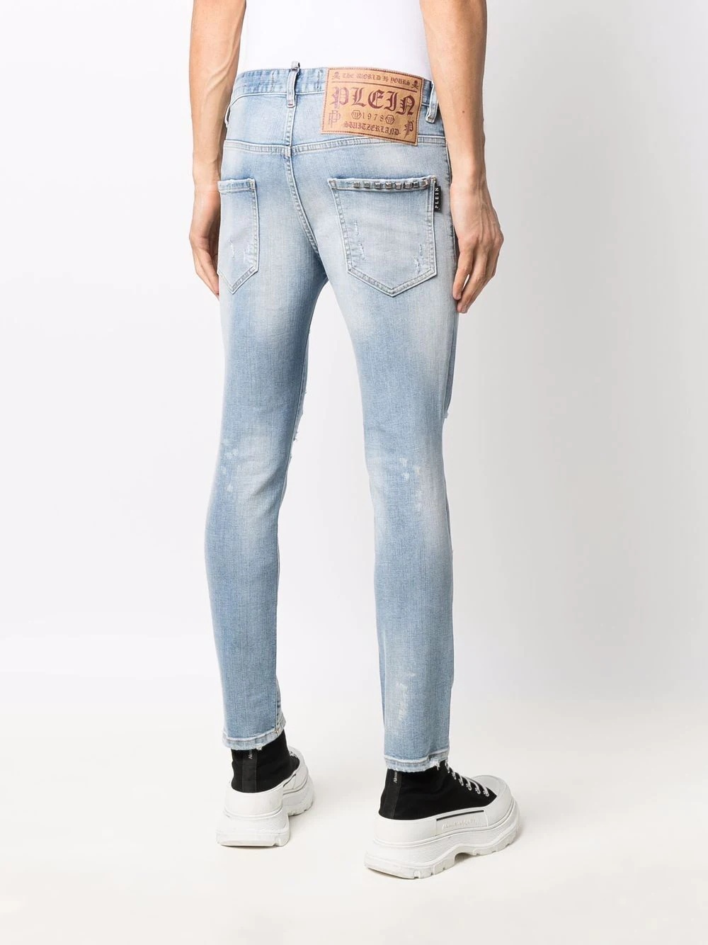 distressed skinny-cut jeans - 4