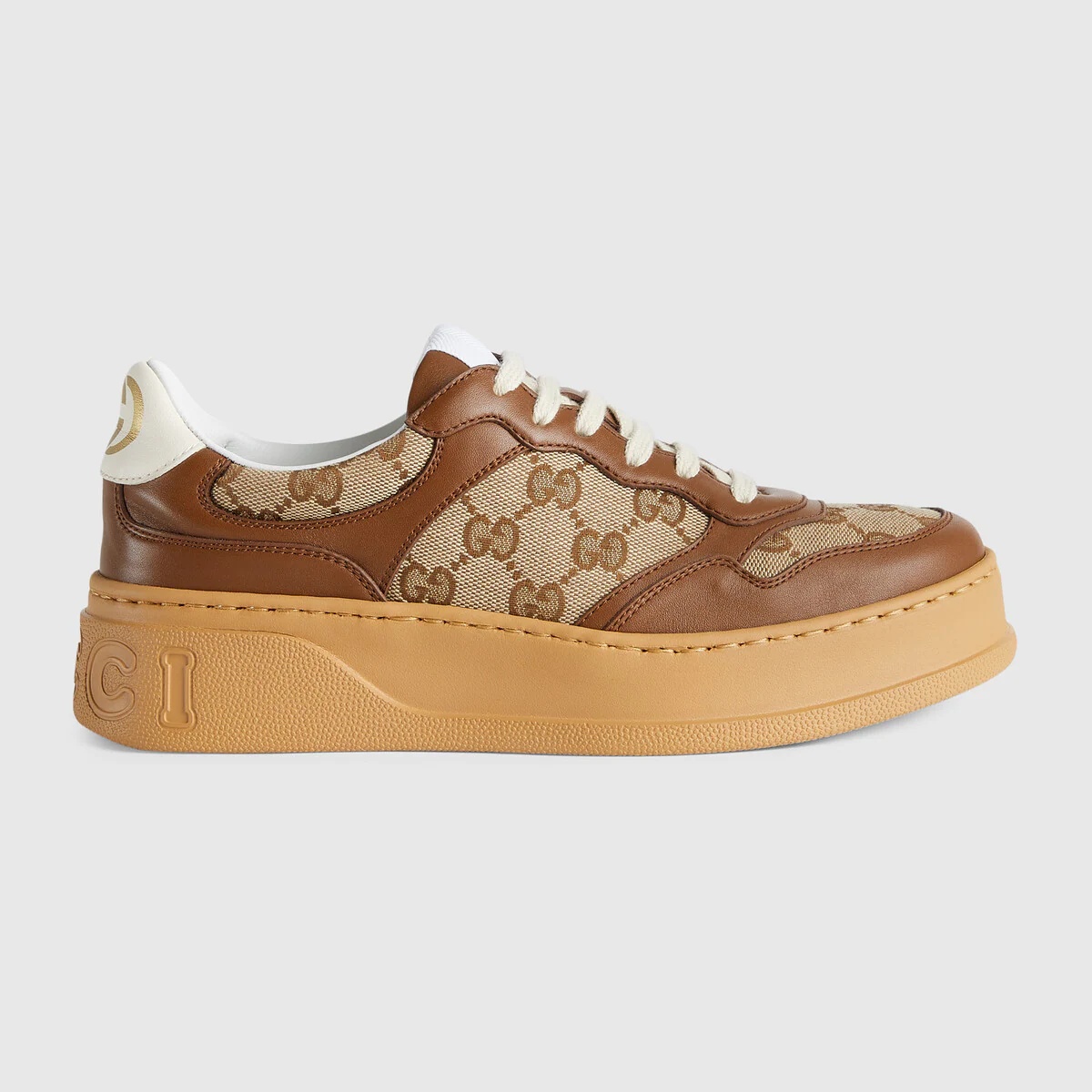 Screener GG Leather Trimmed Canvas Sneakers in White - Gucci