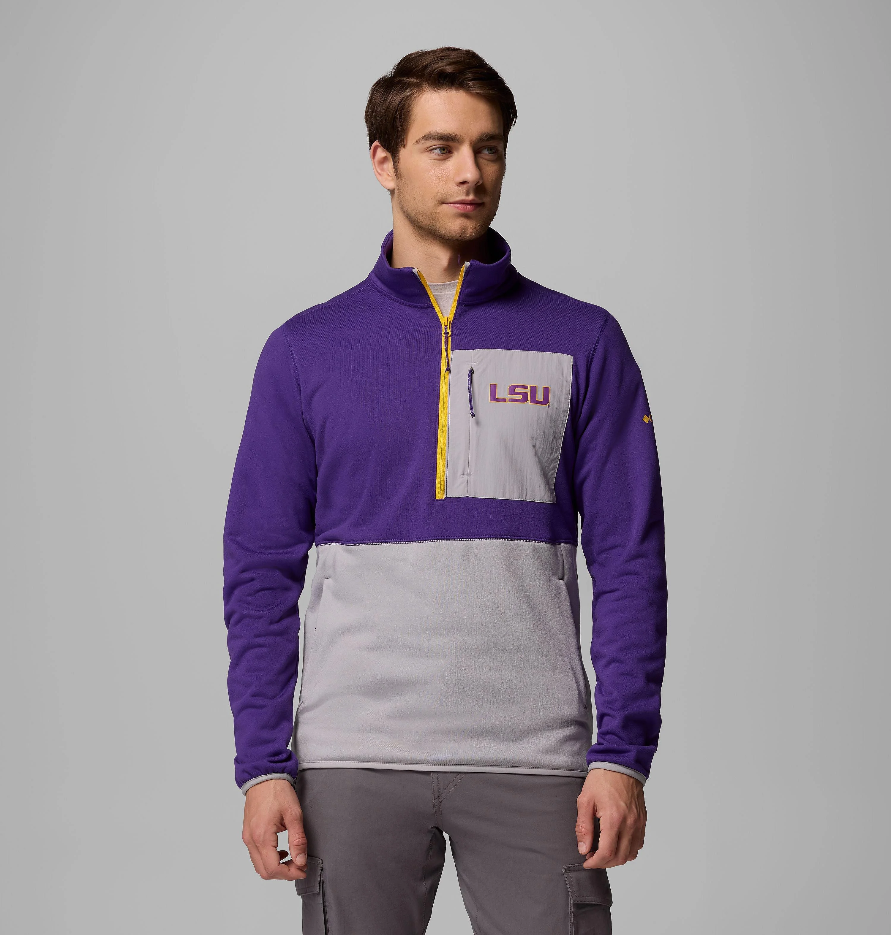 Men's Collegiate Columbia Hike Half Zip Jacket - LSU - 1