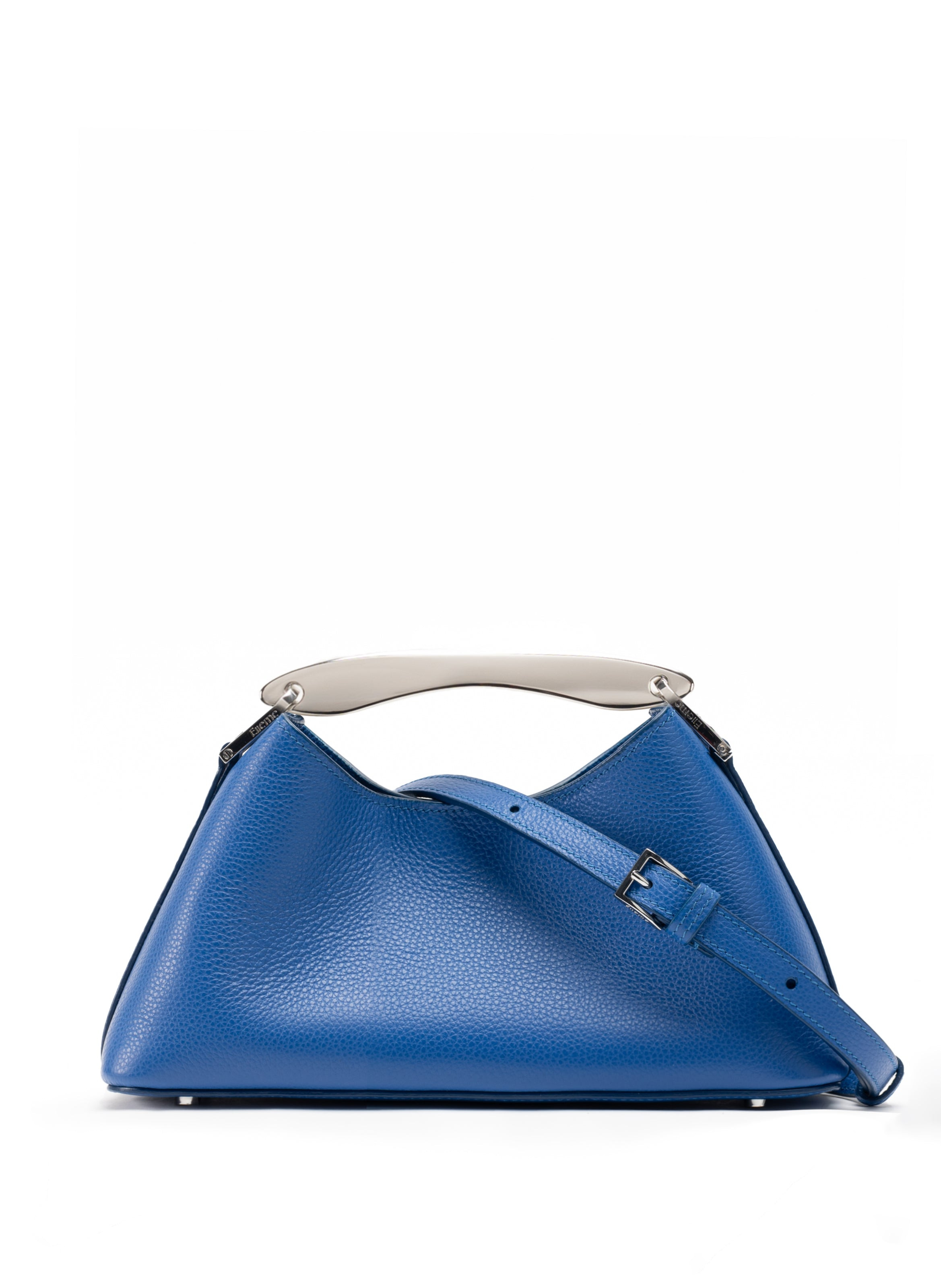 Mini Boomerang Pebbled Leather Azure Blue - Silver - 3
