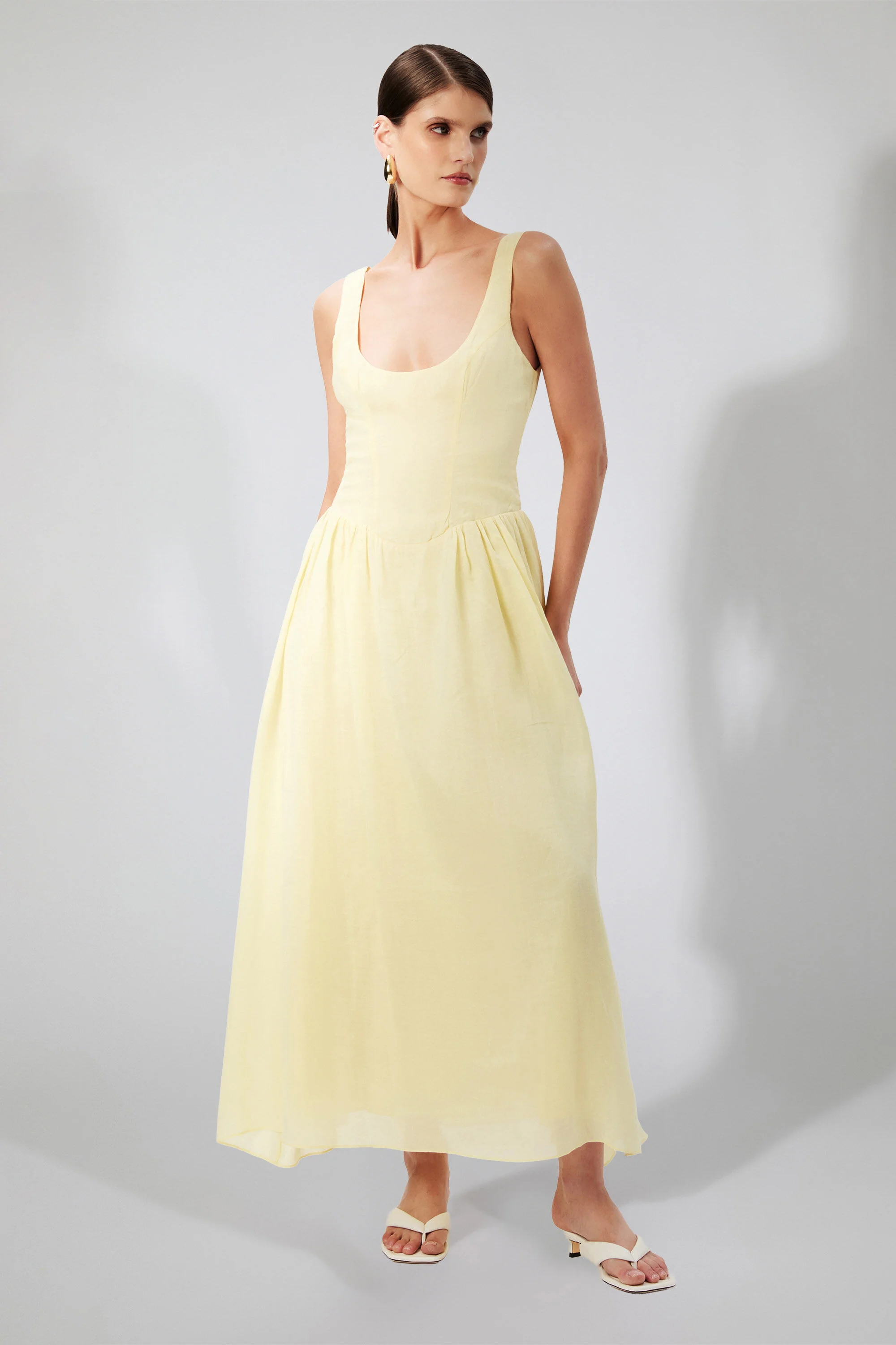Lawrence Scoop Neck Maxi Dress In Canary Yellow - 1