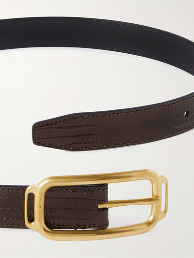 TOM FORD 3cm Glossed Lizard-Effect Leather Belt outlook