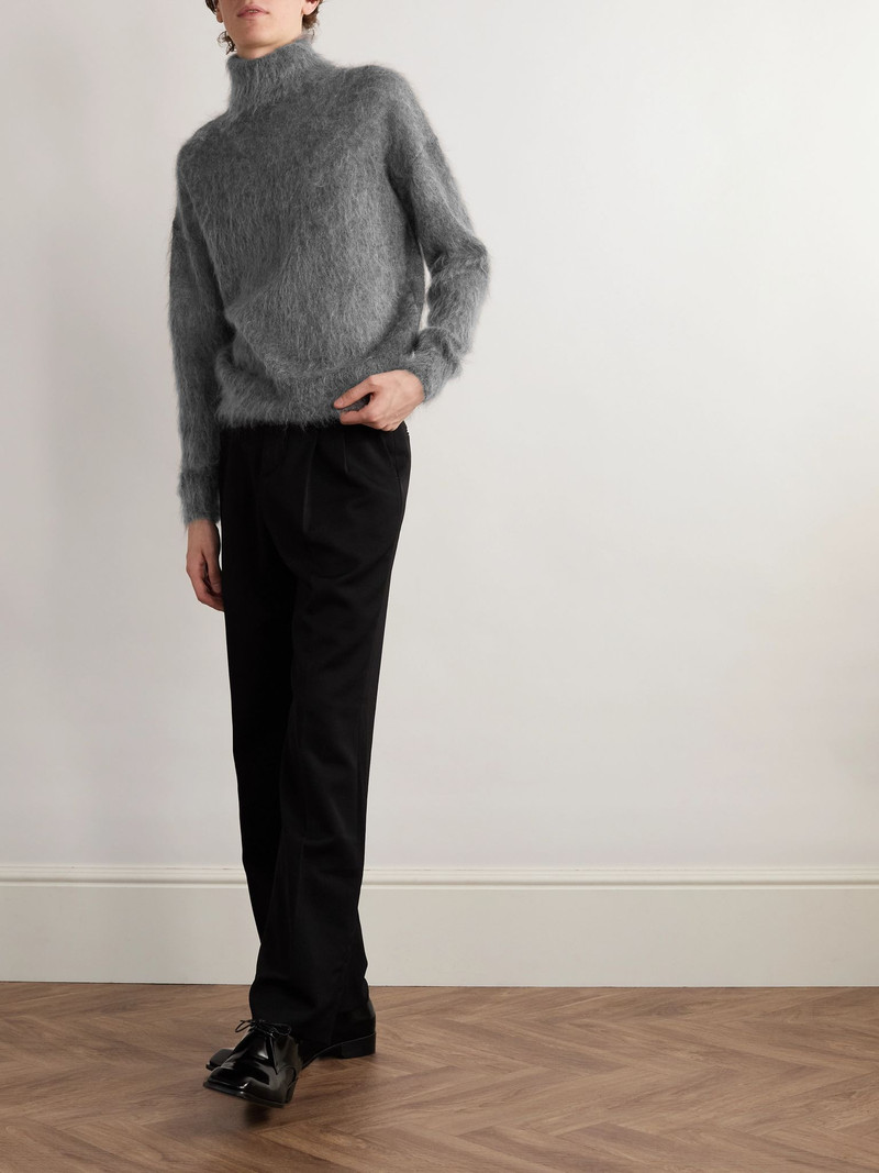 SAINT LAURENT Mohair-Blend Rollneck Sweater Gray outlook