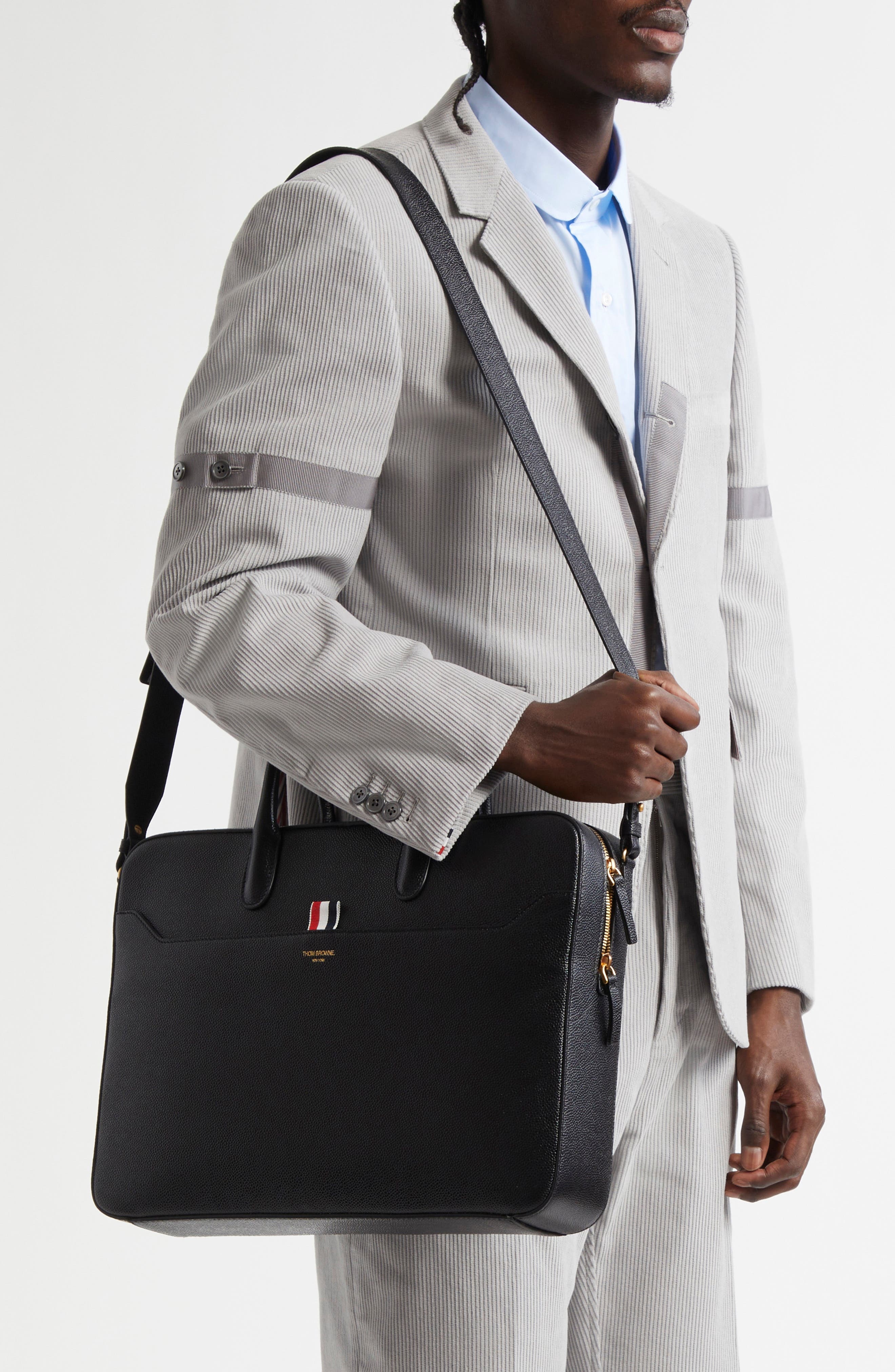Thom Browne Pebbled Leather Business Bag in Black at Nordstrom - 2