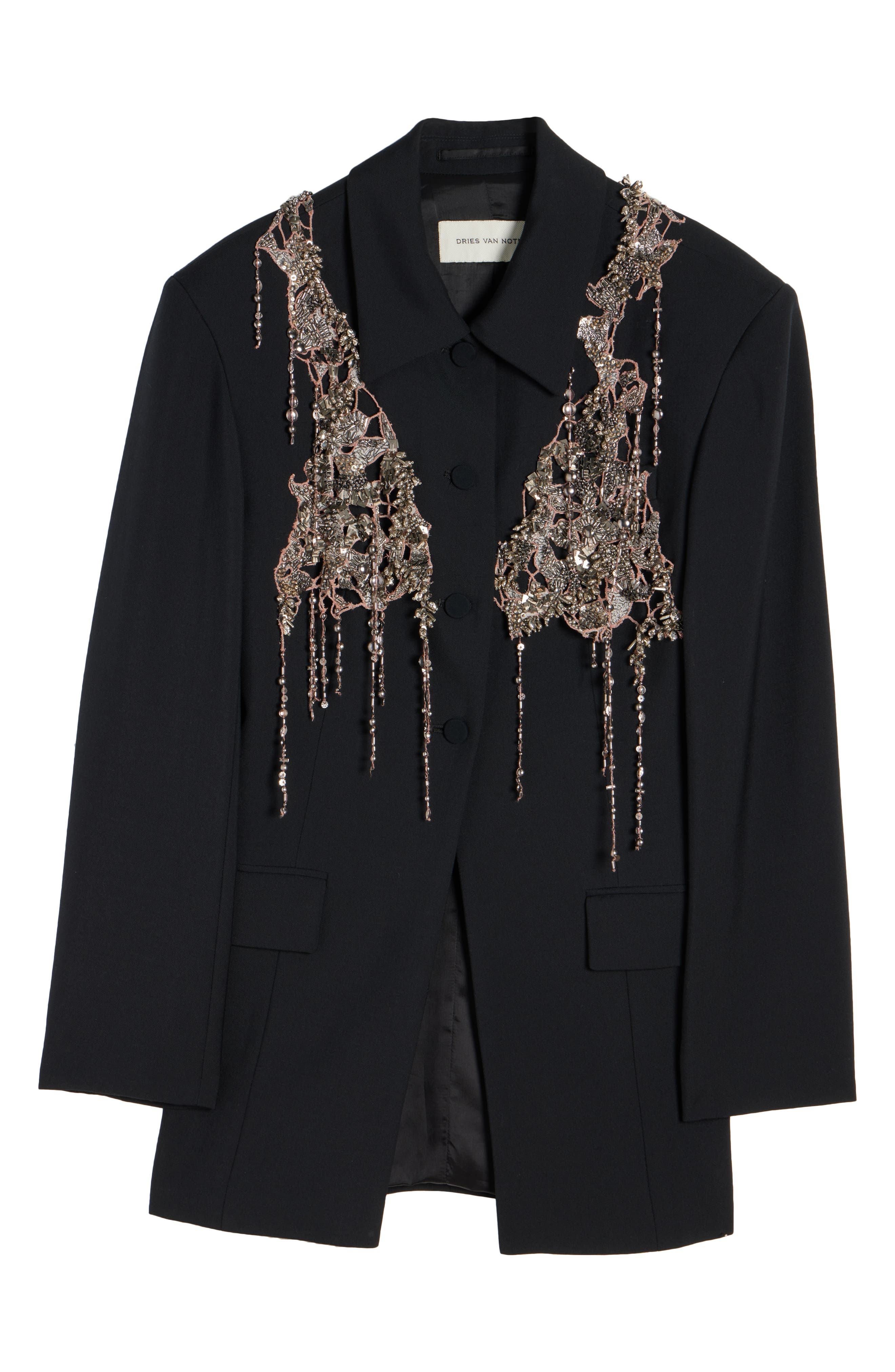 Dries Van Noten Embellished Wool & Mohair Cutaway Jacket in Black at Nordstrom - 6