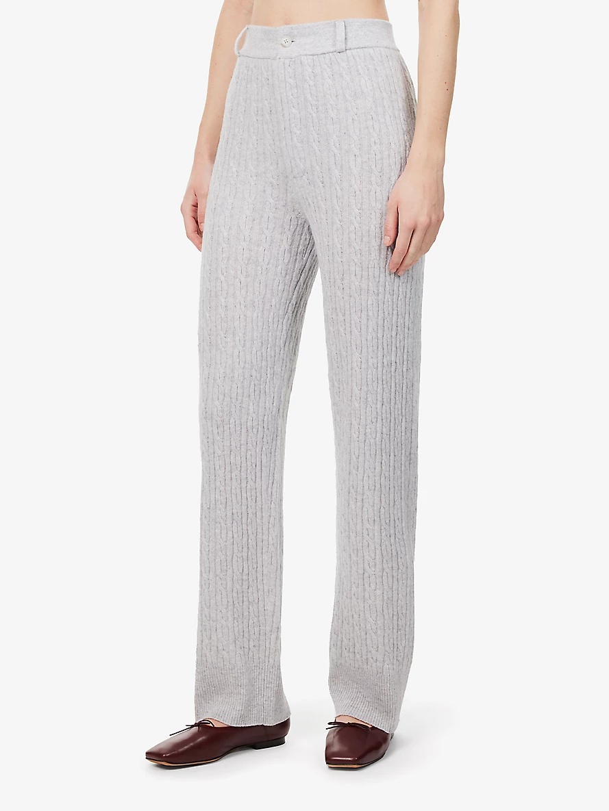 Cable-Knit Straight-Leg Cashmere Trousers - 3