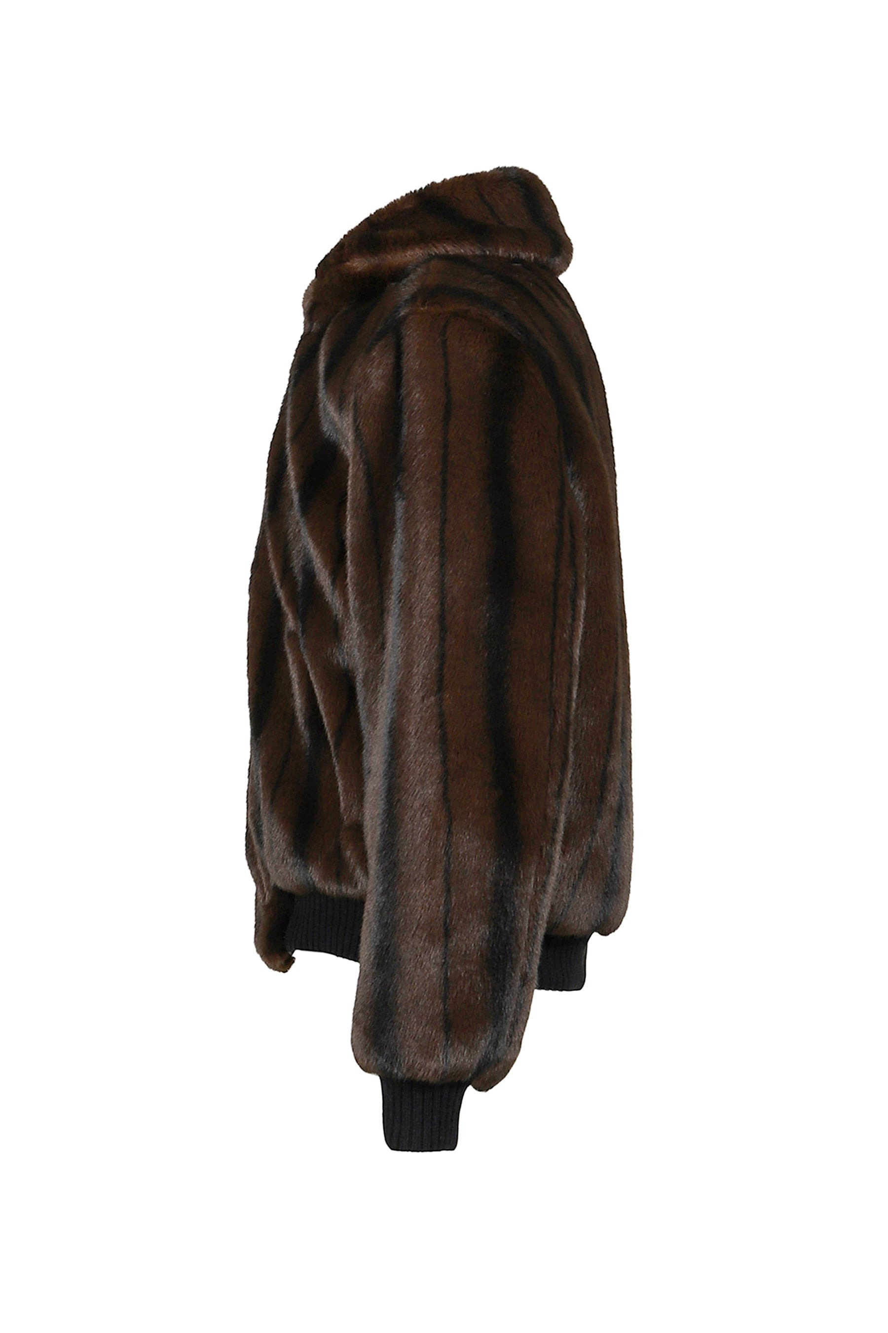 FAUX-MINK HARRINGTON JACKET / BLK BRW - 12
