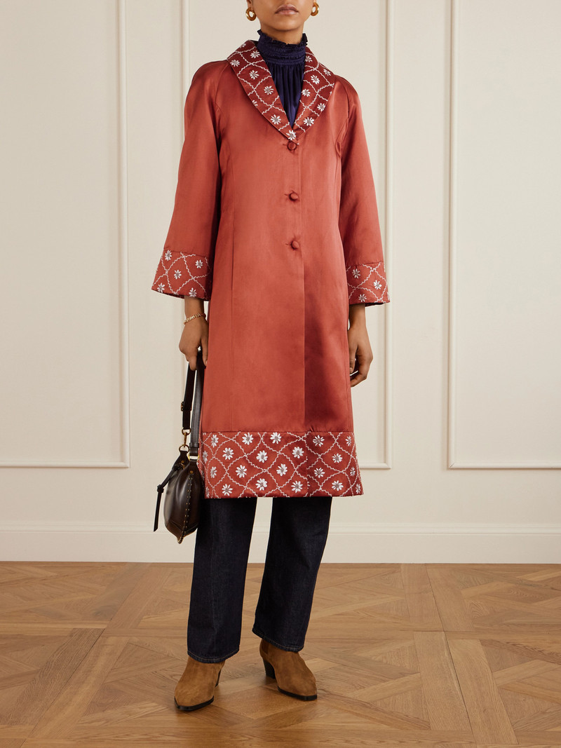 BODE Embroidered Cotton And Silk-blend Coat outlook