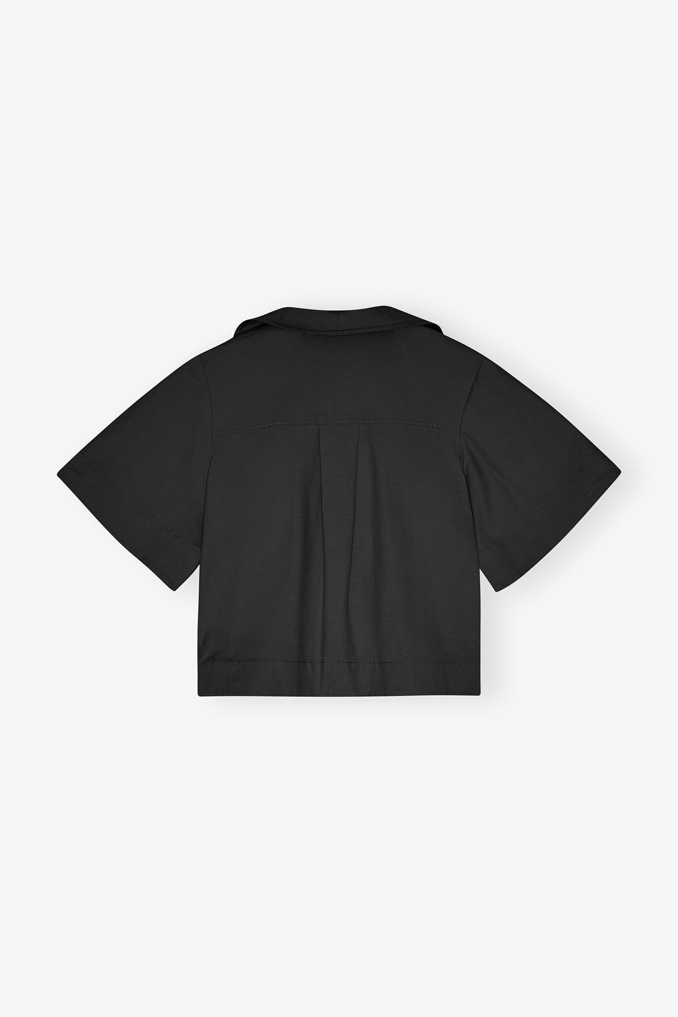 BLACK STRETCH COTTON BLOUSE - 8