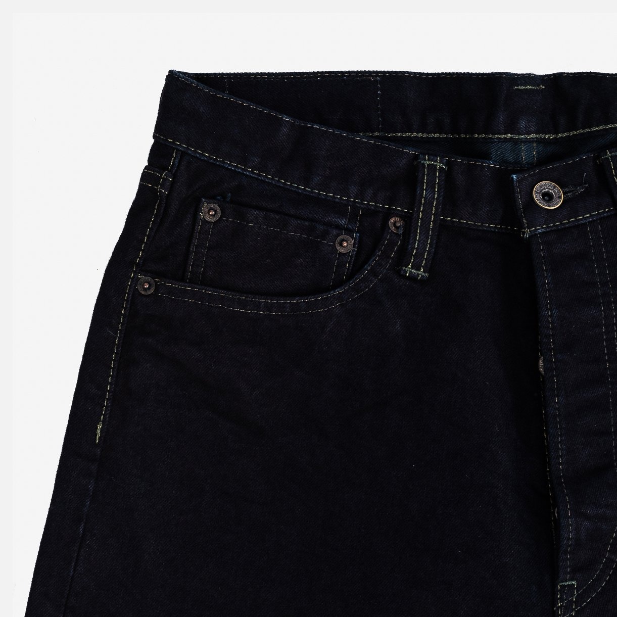 IH-888S-142OD 14oz Selvedge Denim Medium/High Rise Tapered Cut Jeans - Indigo Overdyed Black - 6