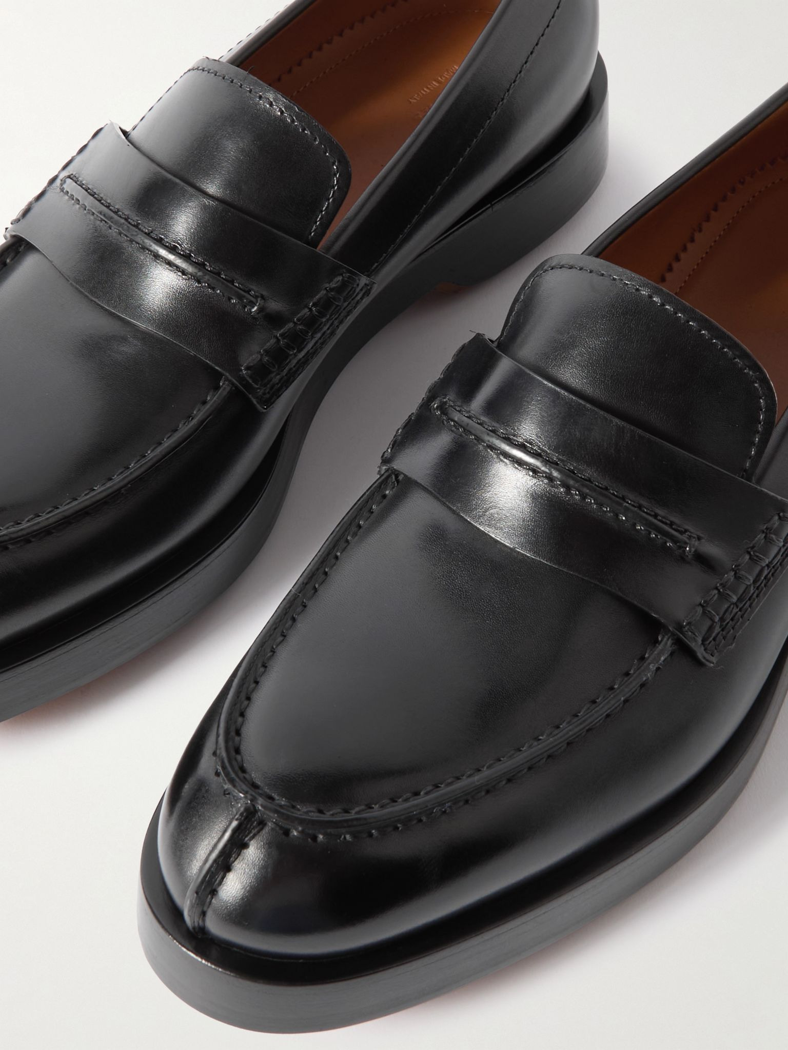 Udine Leather Penny Loafers Black - 6