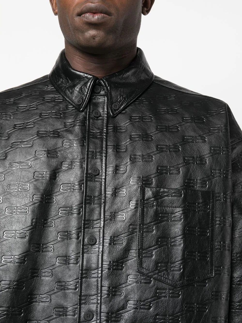 BB-monogram leather shirt jacket - 5