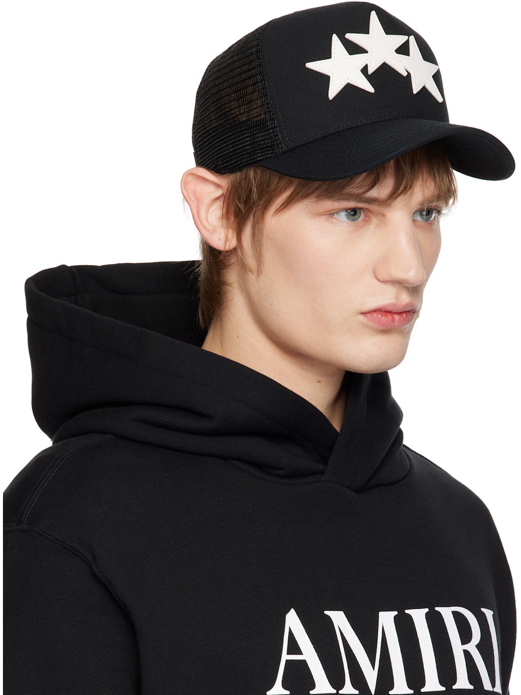 Black 3 Star Trucker Cap - 2