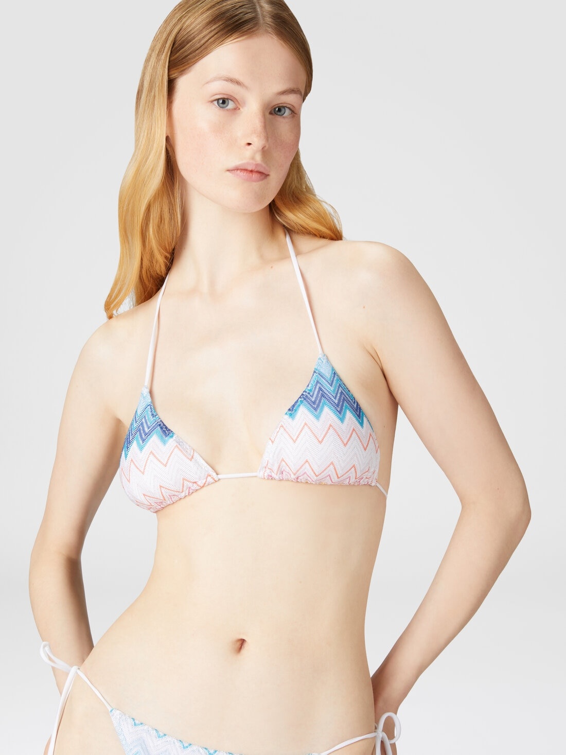 Triangle bikini in viscose blend zig zag lamé - 4