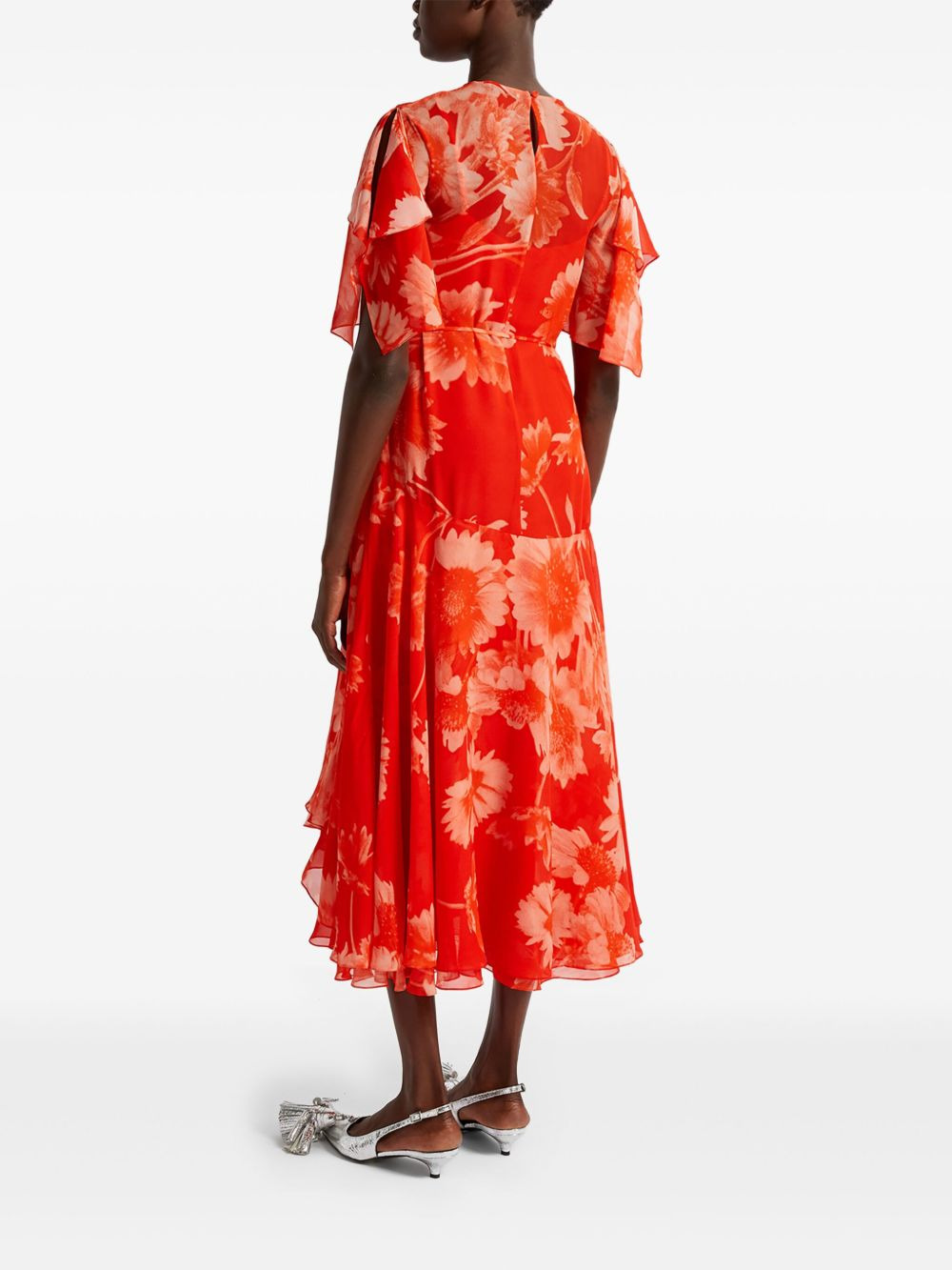 asymmetric short-sleeve midi dress - 4