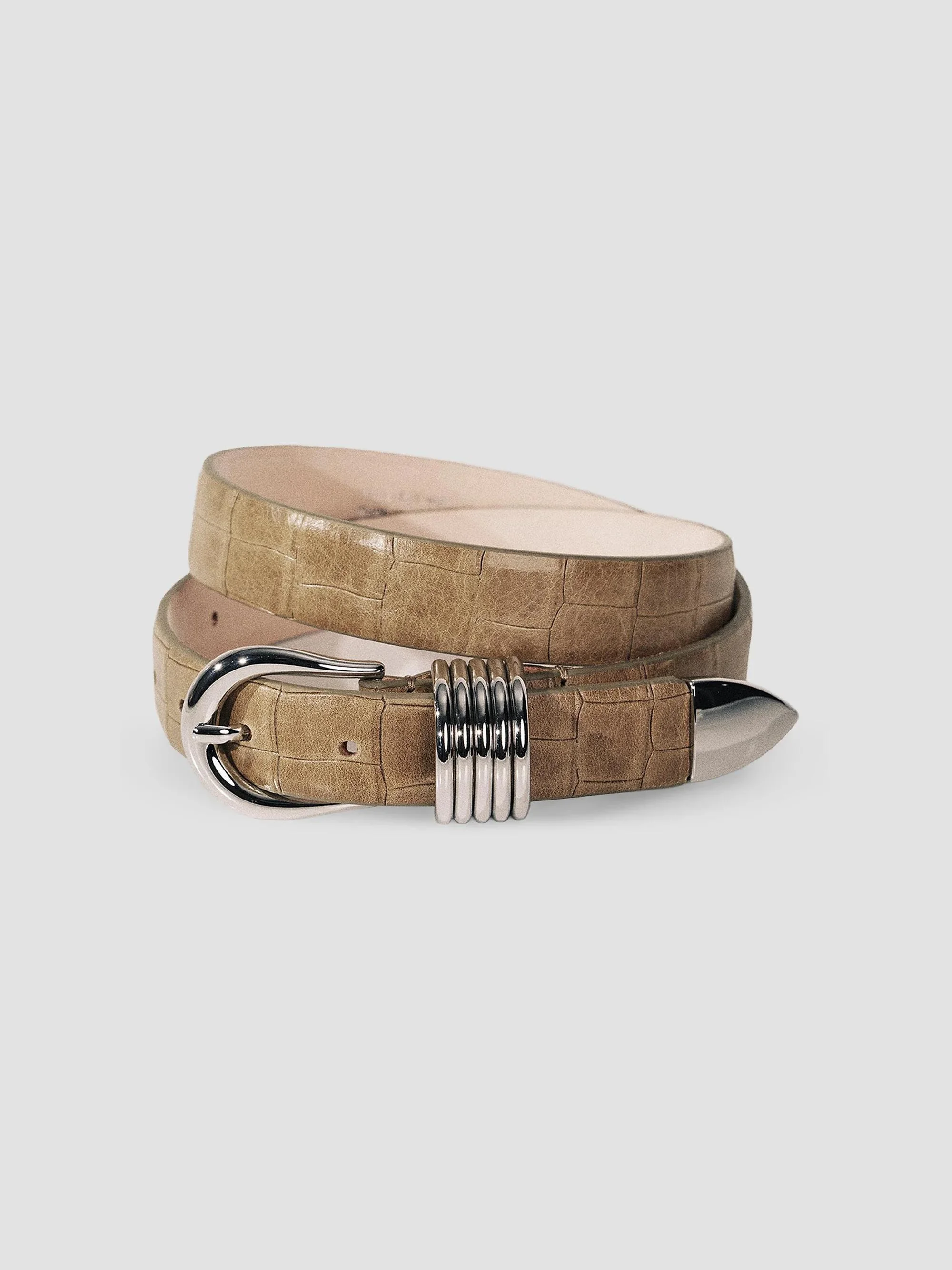 Women's Hollyhock Alligator-Embossed Leather Belt - Chai Alligator - 1