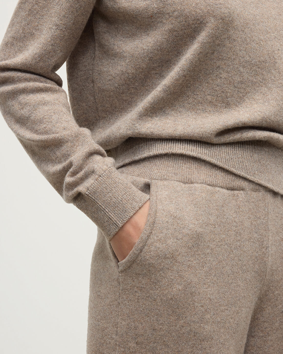 Wide Leg Brown Cashmere Trousers - 5