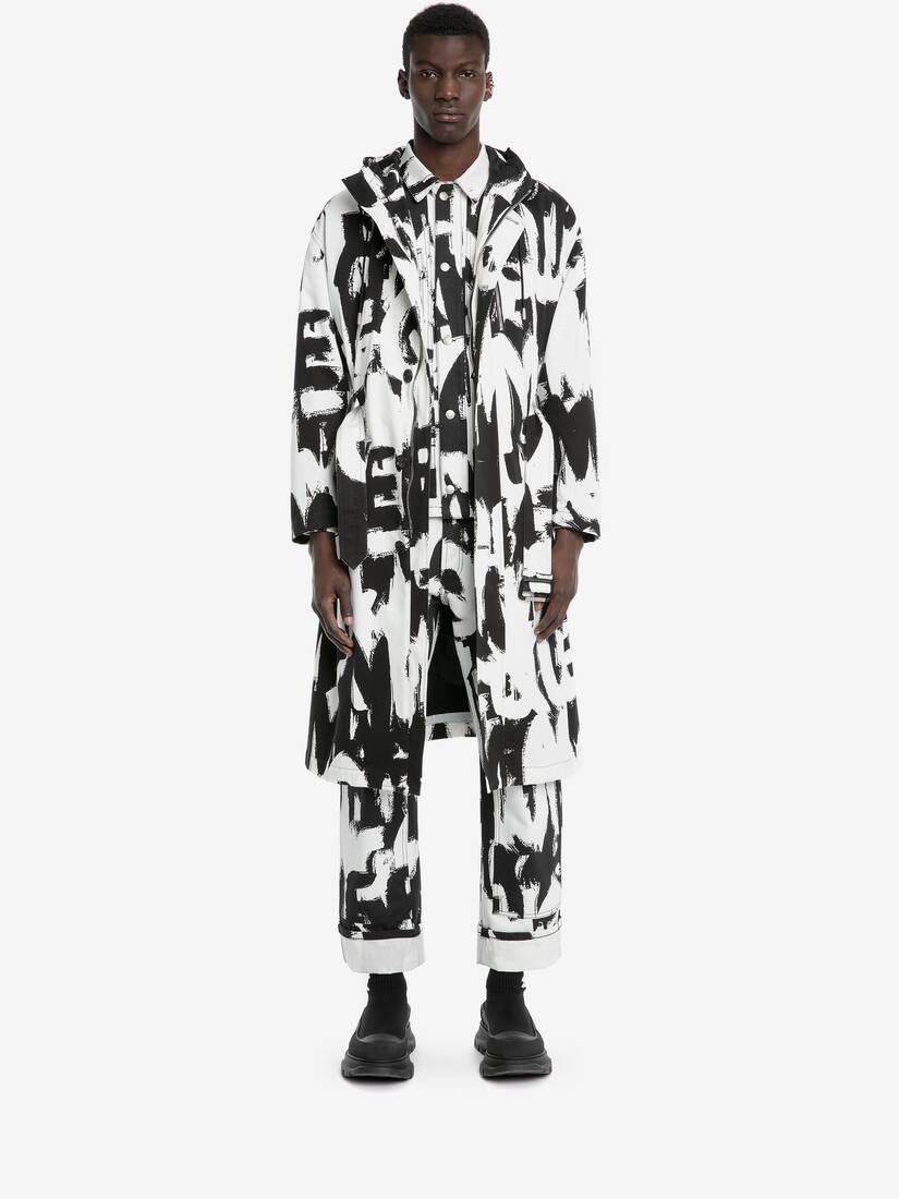Mcqueen Graffiti Parka in White/black - 2