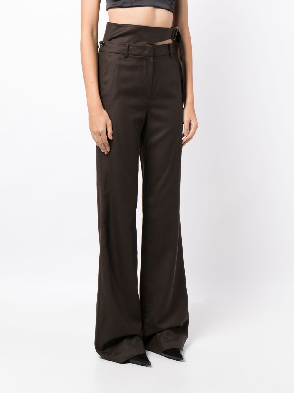 cut-out detailing wool tailored trousers - 3