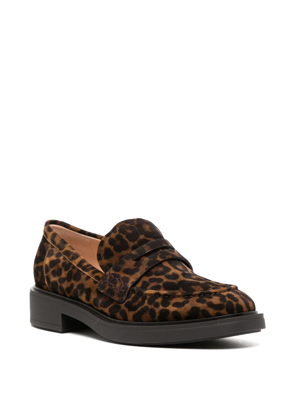 leopard-print leather loafers - 2