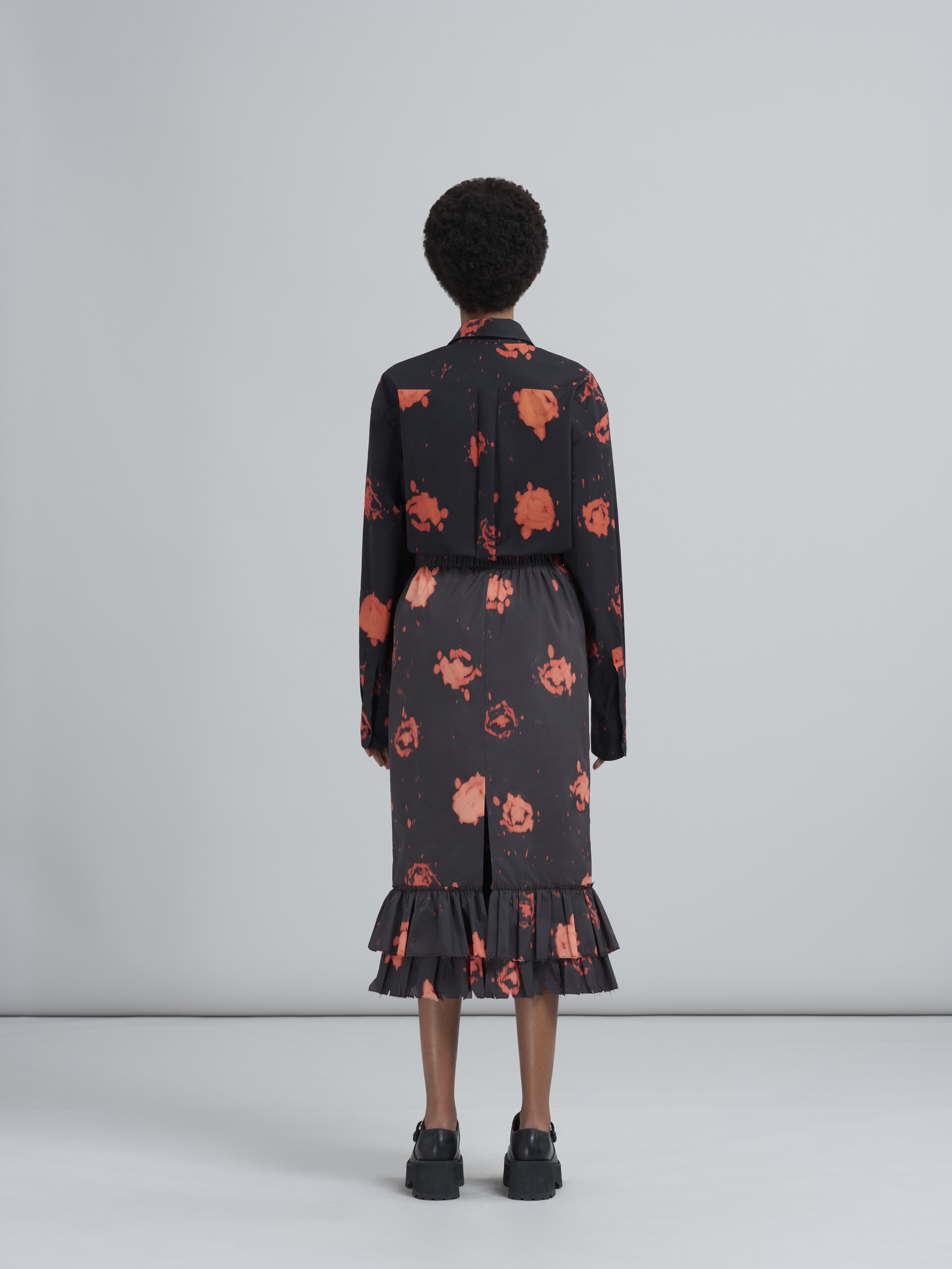 FADED ROSES PRINT TAFFETA SKIRT - 3