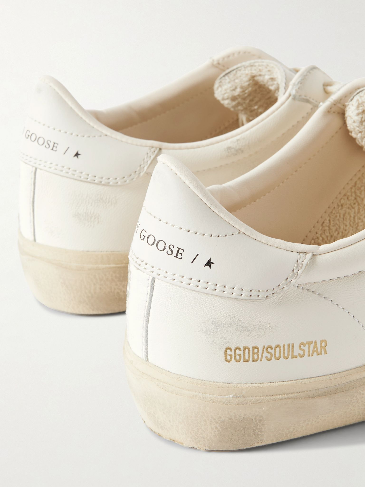 Soul-Star logo-print distressed leather sneakers White - 4