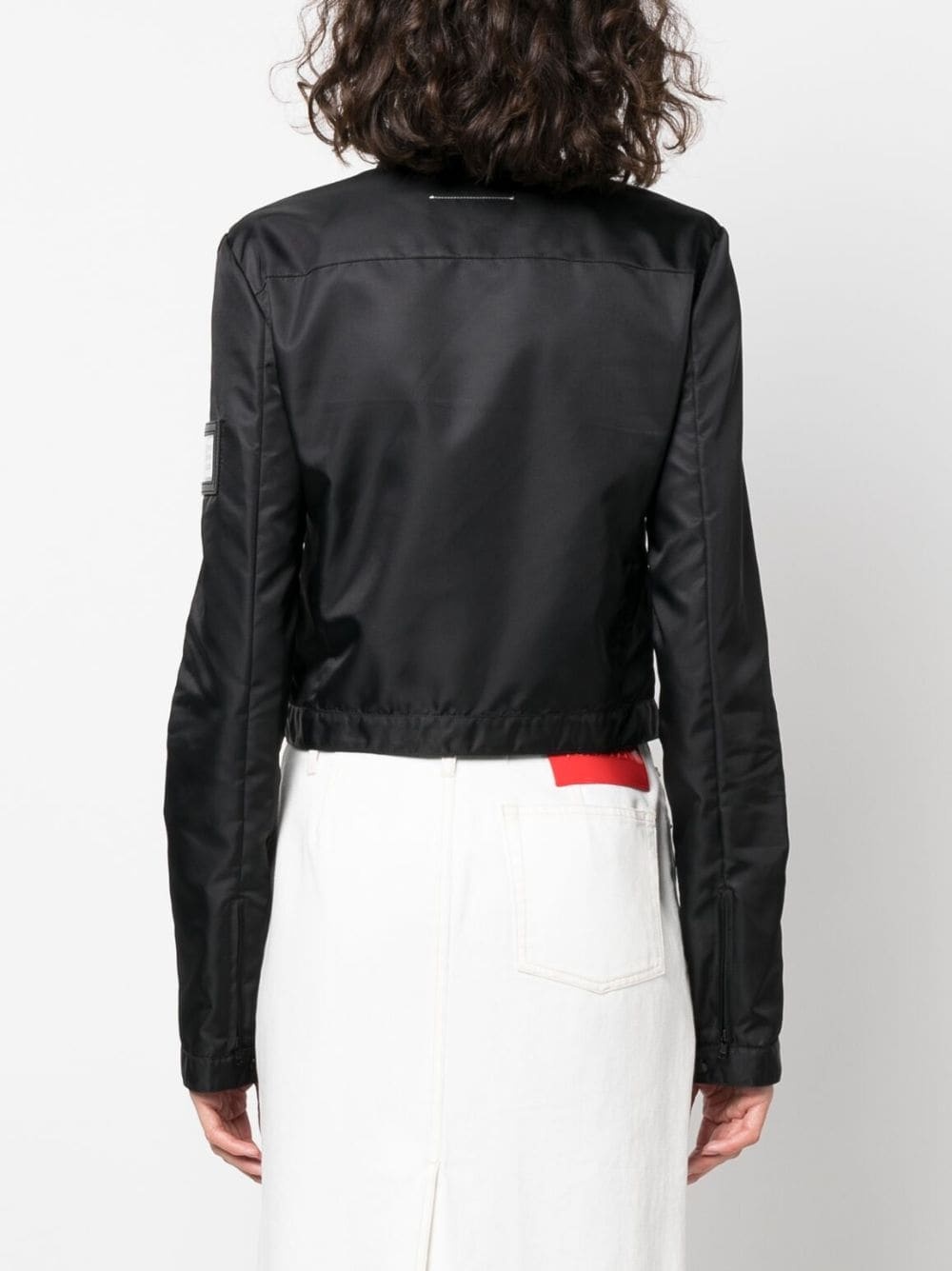 logo-patch cropped jacket - 4