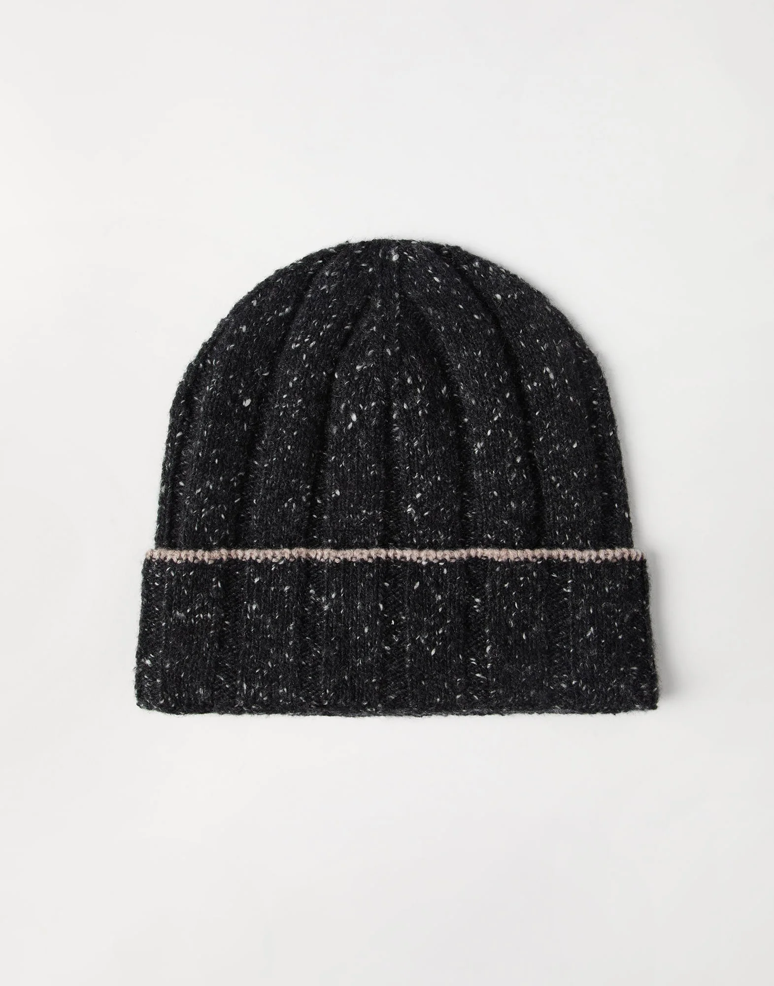 Flecked cashmere rib knit beanie - 1
