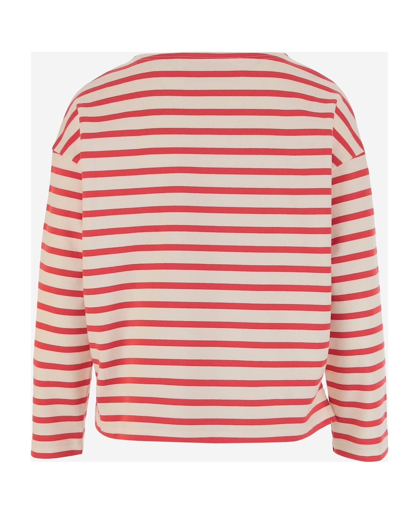 Long-sleeved Cotton T-shirt With Striped Pattern - 2