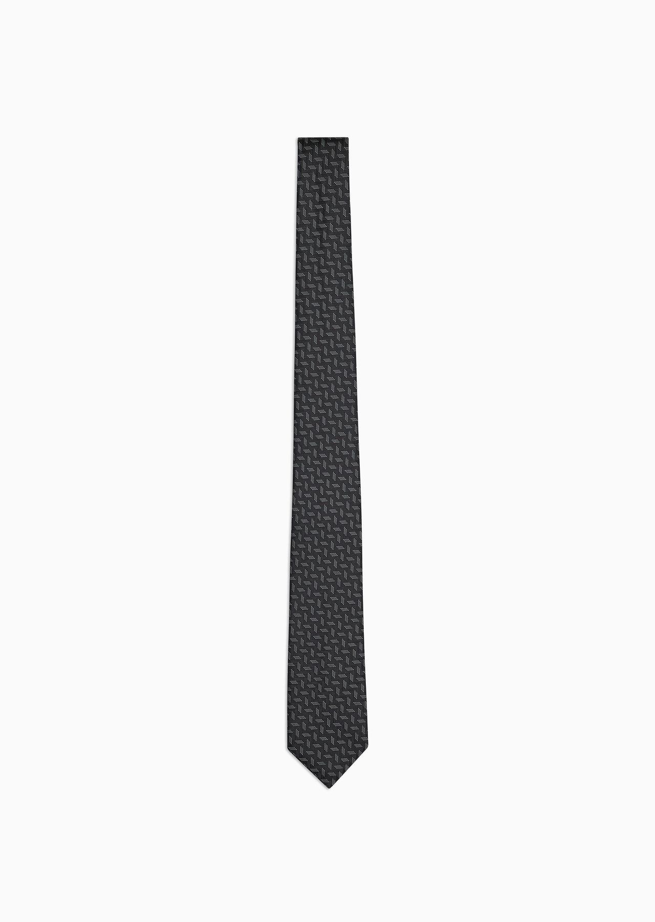 Silk tie with geometric jacquard motif - 1