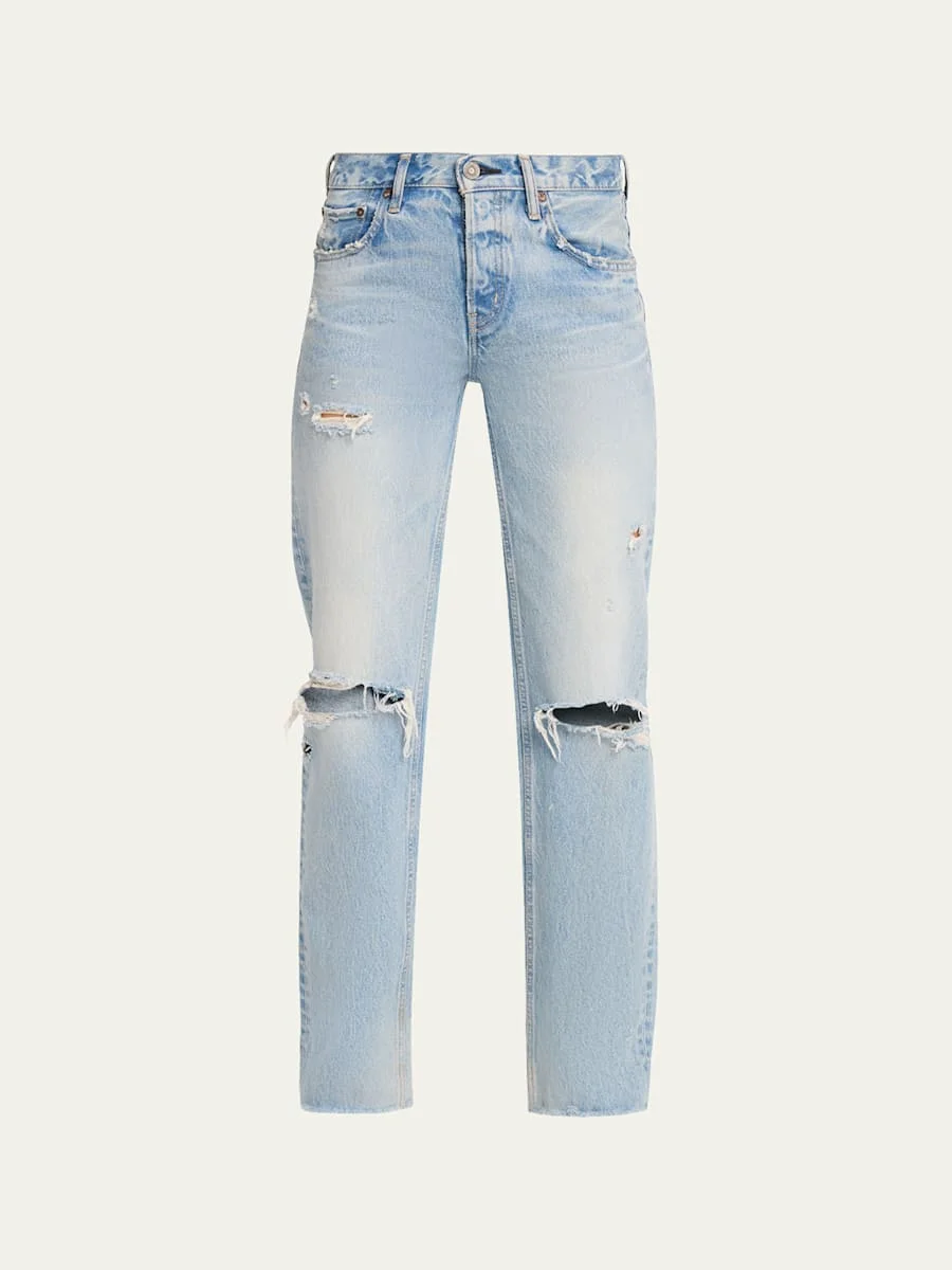 Distressed Straight Low-Rise Jeans - 1