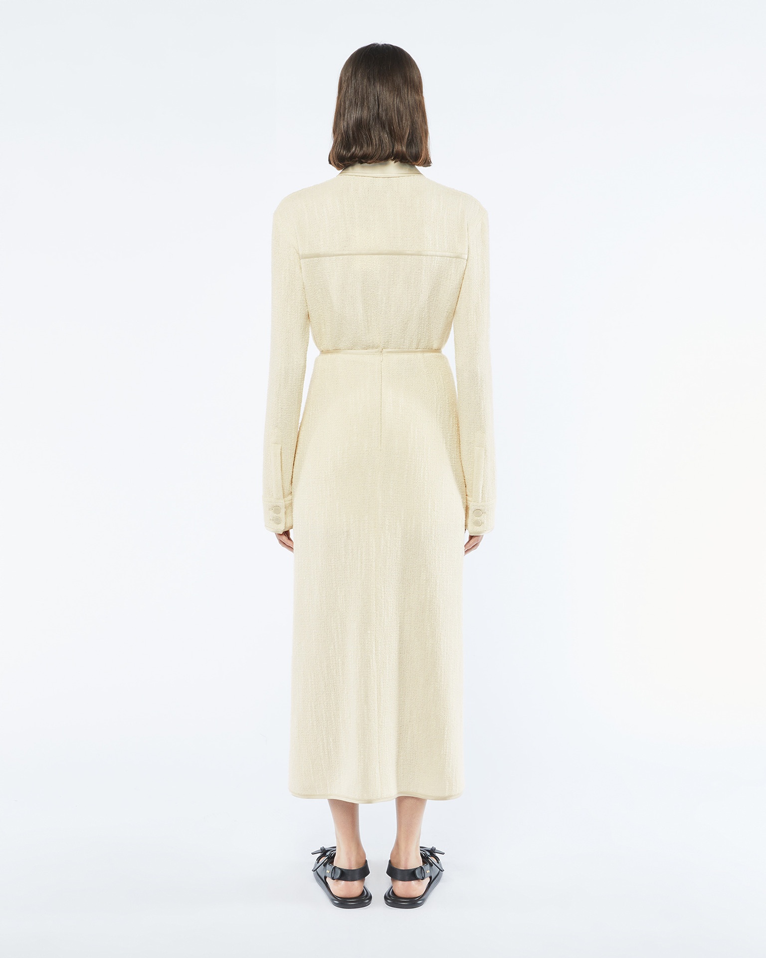 LINNEA - Textured bouclé tweed skirt - Creme - 5